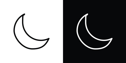 Moon icon in black. flat graphic vector icon