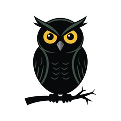 Fototapeta premium Stylized vector of mysterious black owl with yellow eyes