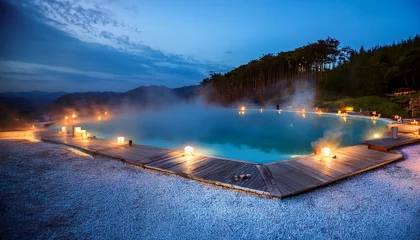 hot springs at dusk