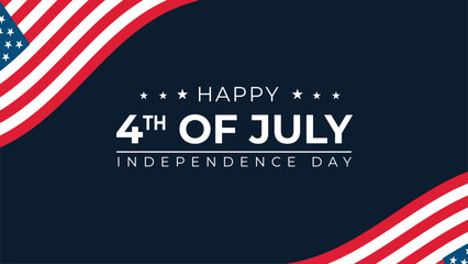 4th of July USA flag waving Banner Vector illustration background.
