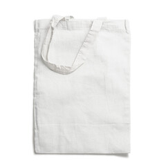 A plain white tote bag made of fabric, ideal for shopping or carrying personal items.