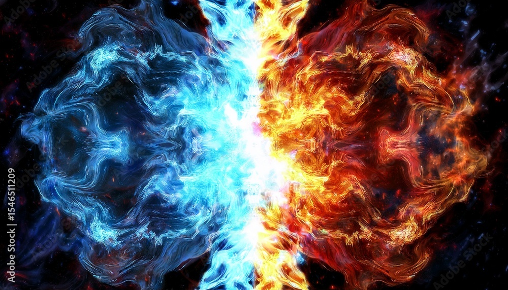 Poster ice and fire confrontation abstract background concept animation loop