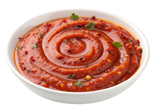  srealistic swirl-of-spicy thai jaew dipping sauce isolated on white background png, ai generated
