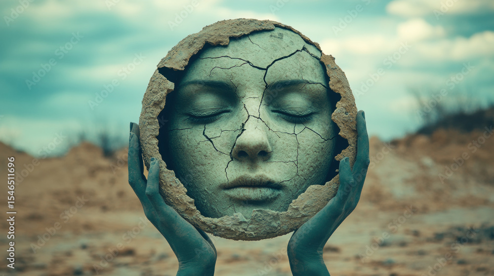 Poster a moon reflected in a shattered mirror, creating an artistic imagery with high fidelity enhancement.