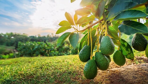 avocado on plant or raw avocado on tree fresh product in thailand s organic farm avocado fruit on tree useful for works like brochure magazine food business or other industrial