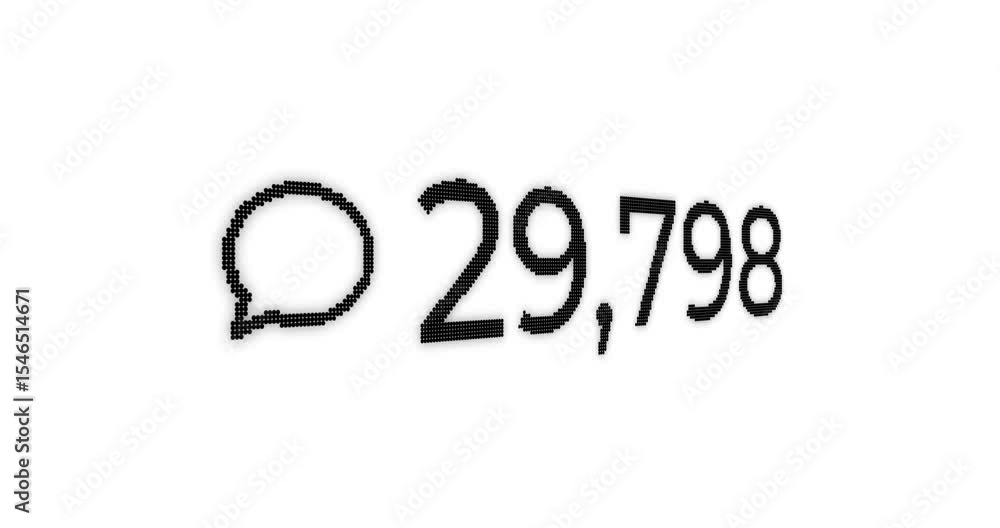 Poster video of a number counting from 0 to 1,000,000 in ascending order with a comment icon in white lette