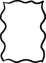 Scallop frame with line whimsical style. Wavy line decorative whimsical border frame black color. Scallop border wavy line. 