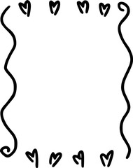 Scallop frame with line whimsical style. Wavy line decorative whimsical border frame black color. Scallop border wavy line. 