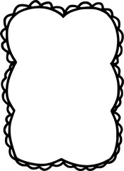 Scallop frame with line whimsical style. Wavy line decorative whimsical border frame black color. Scallop border wavy line. 