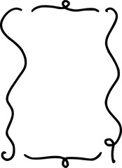 Scallop frame with line whimsical style. Wavy line decorative whimsical border frame black color. Scallop border wavy line. 