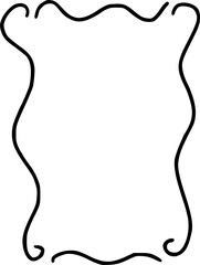 Scallop frame with line whimsical style. Wavy line decorative whimsical border frame black color. Scallop border wavy line. 