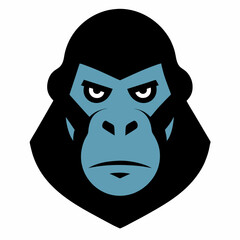 Serious gorilla head illustration vector graphic