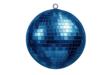 Fototapeta premium Classic blue disco ball spinning and reflecting light, perfect for party and celebration visuals, with transparent background