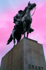 General Grant statue in Brooklyn, New York at sunrise