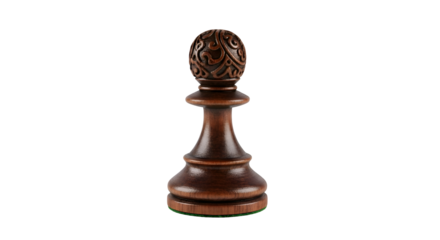 Intricate Wooden Chess Piece, Ornate Design,  Shows Craftsmanship,  Isolated on Transparent Background