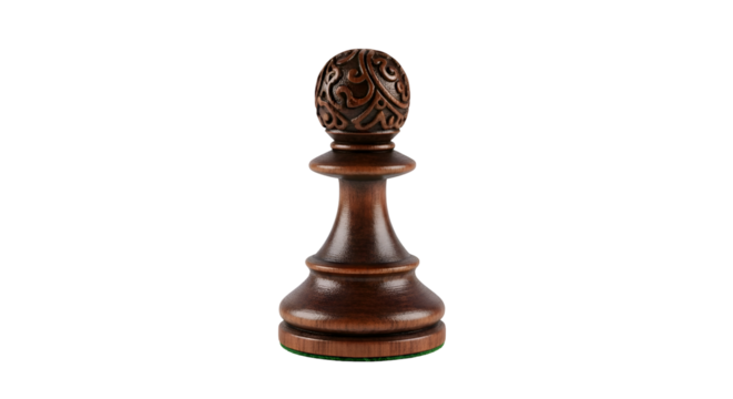 Intricate Wooden Chess Piece, Ornate Design,  Shows Craftsmanship,  Isolated on Transparent Background