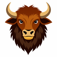 Brown yak head illustration vector graphic