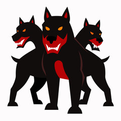 Three headed black dog cerberus mythological creature