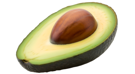 Avocado Half: A Vibrant Green Fruit with a Transparent Background
