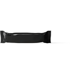 A sleek, black, unbranded food wrapper designed for snacks or energy bars.