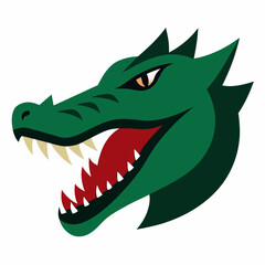 Green dragon head mascot logo illustration