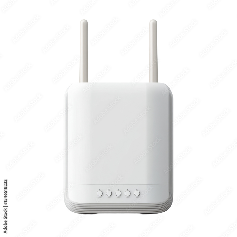 Poster modern white wireless router with antennas designed for enhanced internet connectivity and home netw
