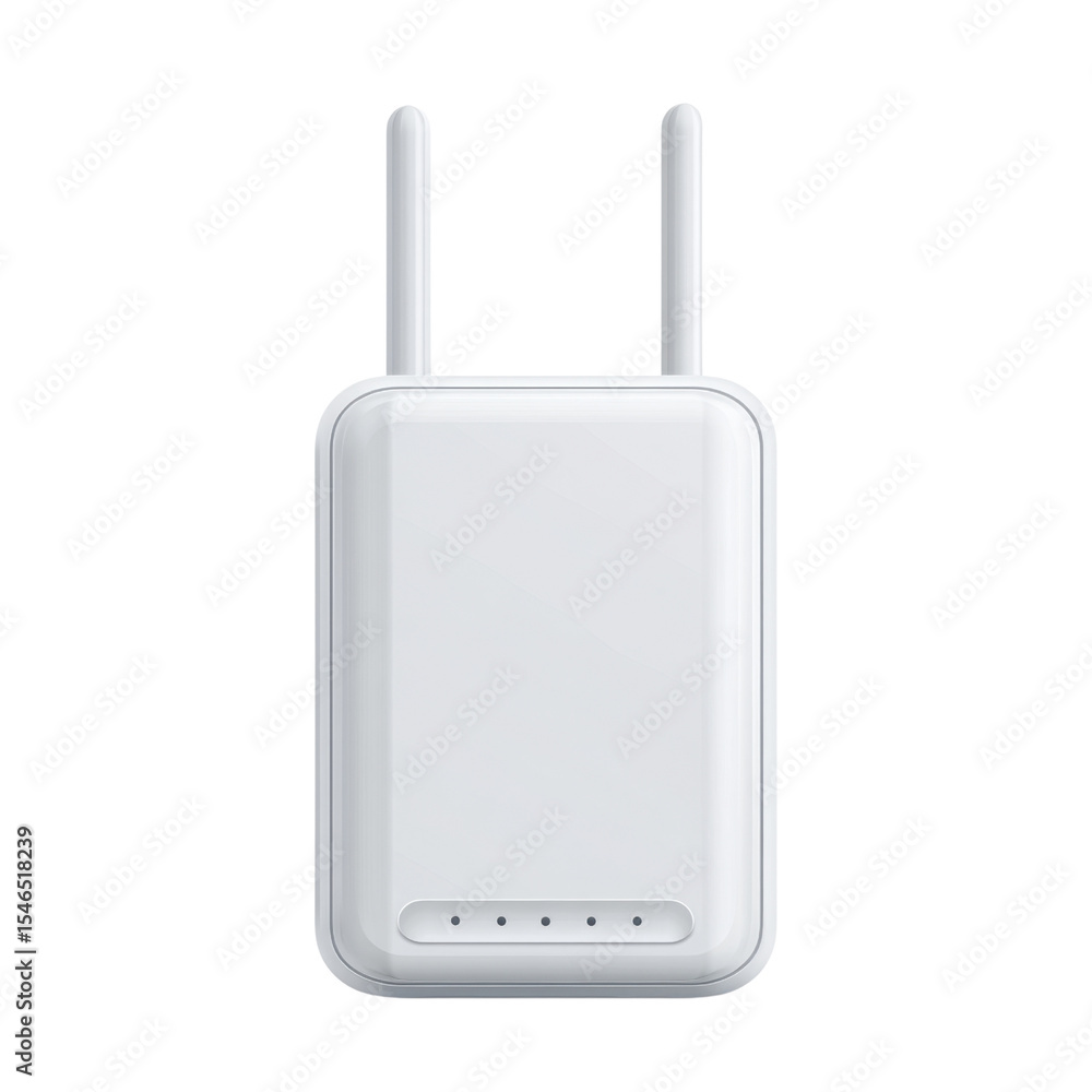 Poster white wireless range extender with antennas and signal indicator for home network enhancement transp