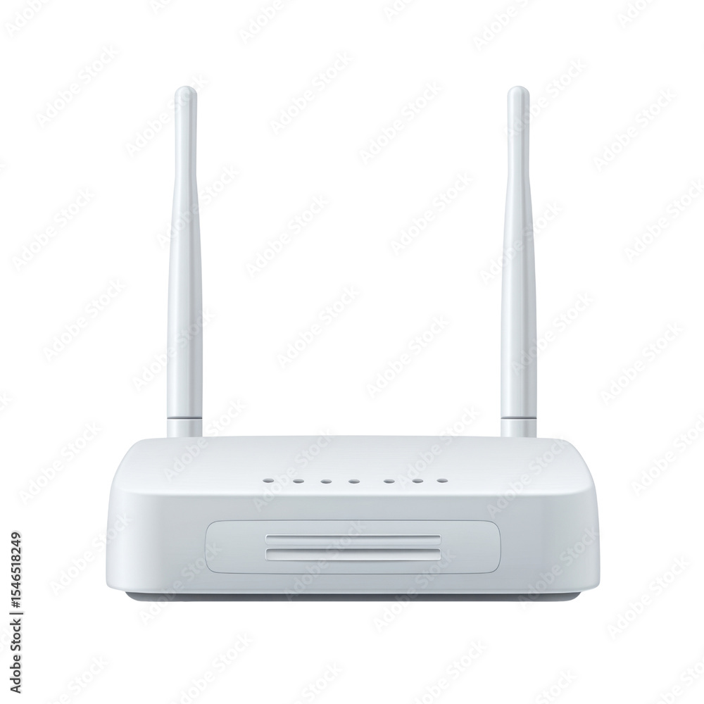 Aufkleber white wireless router with antennas for high-speed internet connectivity and modern home networking 