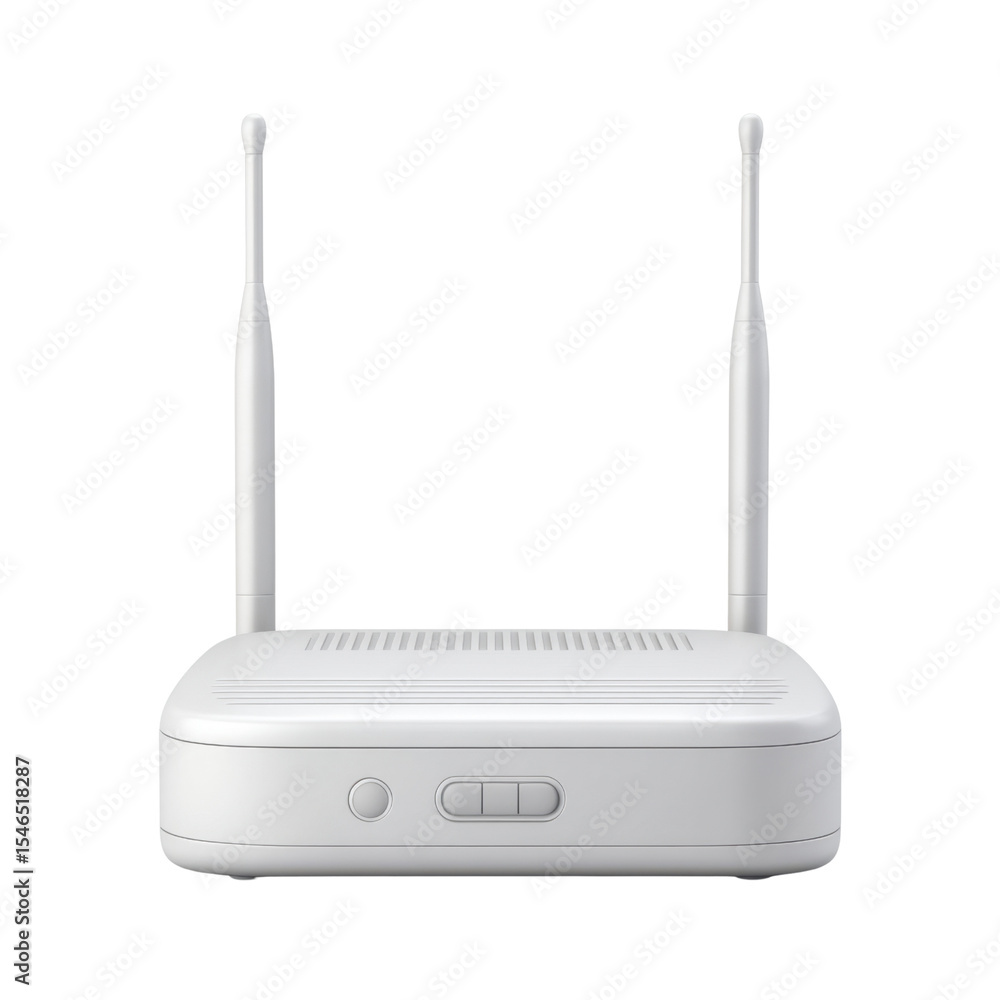 Poster modern wireless router with two antennas for high-speed internet connectivity and enhanced network p
