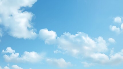 Fototapeta premium Serene Blue Sky with Fluffy White Cloudscape