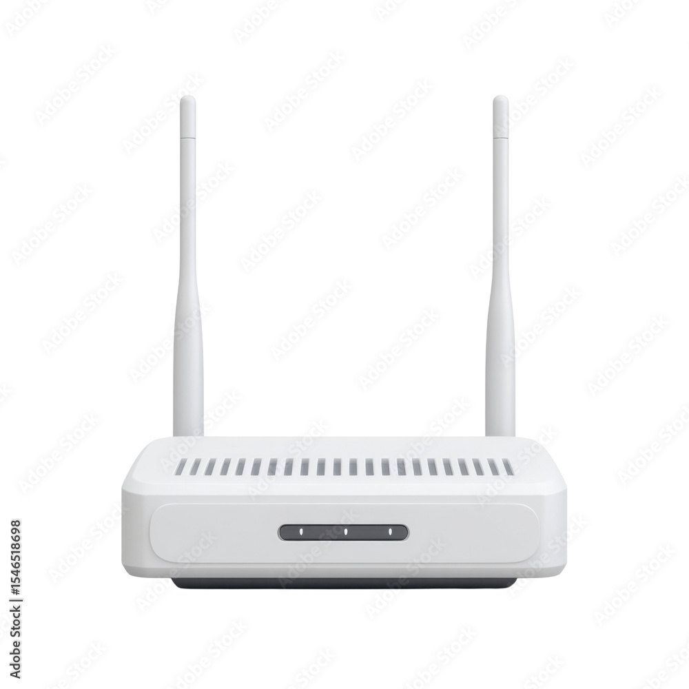 Poster modern wireless router with dual antennas for high-speed internet connectivity and enhanced network 