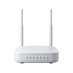 Modern Wireless Router with Two Antennas and LED Indicators for High-Speed Internet Connectivity Transparent background or png