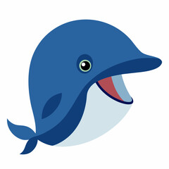 Cute cartoon blue whale illustration