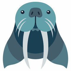 Cute cartoon walrus illustration arctic animal