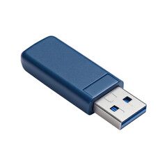 Blue USB Flash Drive Isolated on White Background, Perfect for Data Storage and Transfer in Various Digital Applications Transparent background or png
