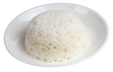 Steamed White Rice on Plate on Transparent Background mof realistic Asian Food