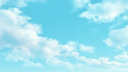 Fototapeta premium Serene Blue Sky with Fluffy White Clouds Background