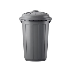 Gray Trash Can with Lid for Household Waste Management and Organization in Residential Spaces Transparent background or png