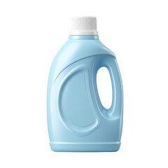 Bright Blue Plastic Bottle of Laundry Detergent with Screw Cap and Curved Handle on White Background Transparent background or png