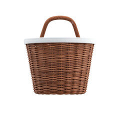 Classic Brown Woven Basket with White Lid for Storage and Organization in Home or Garden Transparent background or png