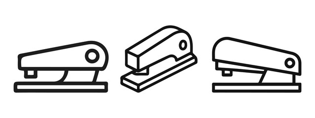 Stapler and Office Stationery Line Icons illustration.