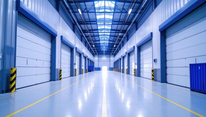 Massive Warehouse Interior with Glass Ceiling and Biohazard Considerations