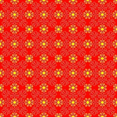 red seamless pattern,the curves are combined to form a beautiful flower with branches.the petals and stamens are colored in red as a background.In a geometric pattern to simple tile and fabric 