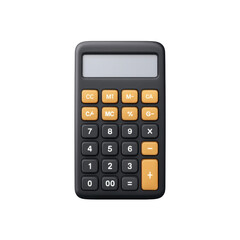 Modern Black and Orange Calculator with Large Numeric Buttons for Easy Use in Office or Home Settings Transparent background or png