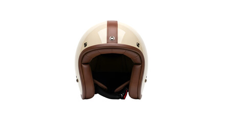 Classic Cream & Brown Helmet:  Stylish Retro Design with Transparent Background