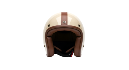 Classic Cream & Brown Helmet:  Stylish Retro Design with Transparent Background