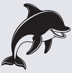 Fototapeta premium dolphin silhouette vector art illustration, dolphin isolated on white background