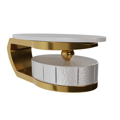 Futuristic Oval Center Table with Golden Frame