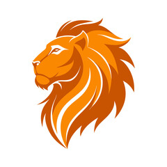 lion head profile with smooth curve vector illustration