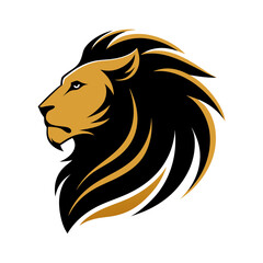 lion head profile with smooth curve vector illustration